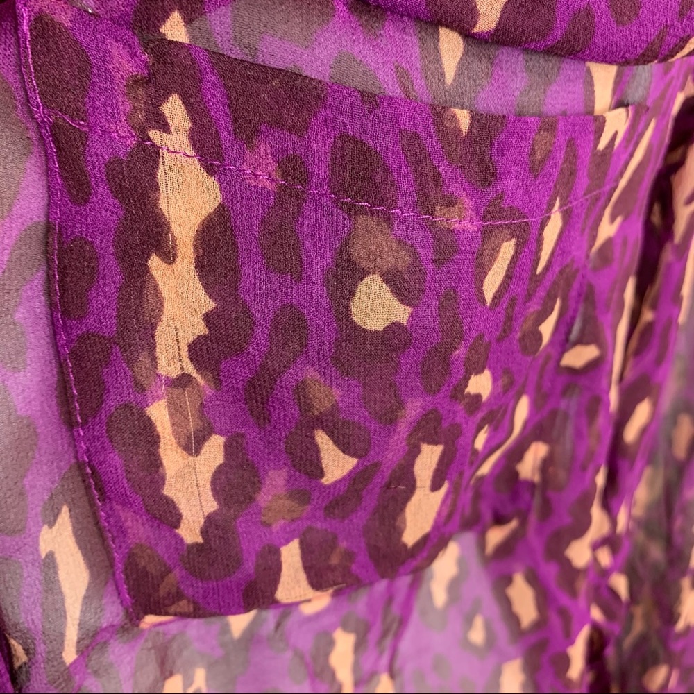 Equipment Sheer Pink Leopard Animal Button down - Picture 7 of 14